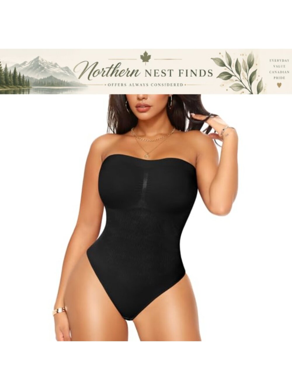 Strapless Shapewear Bodysuit Tummy Control Thong Body Shaper Seamless